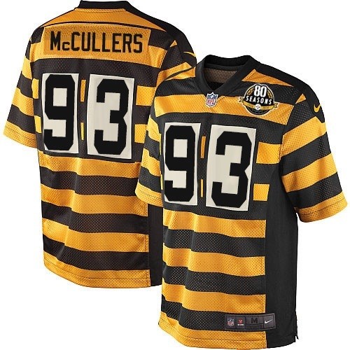 Men's Game Dan McCullers 80th Anniversary Nike Jersey Gold/Black Alternate - #93 Throwback NFL Pittsburgh Steelers